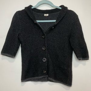 J Crew Black Gray Cashmere 90s Y2K Cardigan Button Up XS